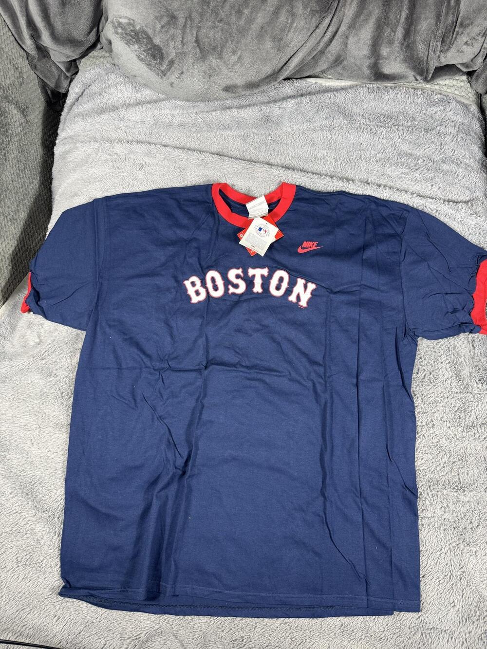 Boston Red Sox Shirt Mens 2XL Blue MLB Baseball Nike Ringer Graphic Tee